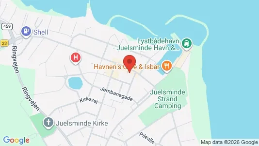 Andelsboliger til salg i Juelsminde - kort over placeringen