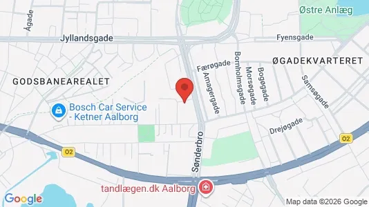Andelsboliger til salg i Aalborg Centrum - kort over placeringen
