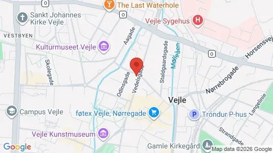 Andelsboliger til salg i Vejle Centrum - kort over placeringen