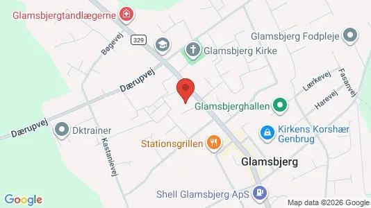 Andelsboliger til salg i Glamsbjerg - kort over placeringen