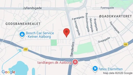 Andelsboliger til salg i Aalborg Centrum - kort over placeringen