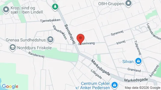 Andelsboliger til salg i Grenaa - kort over placeringen