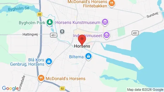 Andelsboliger til salg i Horsens - kort over placeringen