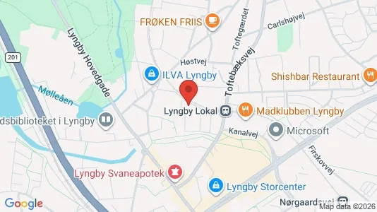 Andelsboliger til salg i Kongens Lyngby - kort over placeringen