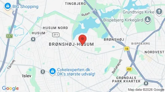 Andelsboliger til salg i Brønshøj - kort over placeringen