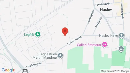 Andelsboliger til salg i Haslev - kort over placeringen