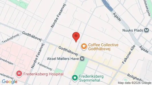 Andelsboliger til salg i Frederiksberg - kort over placeringen
