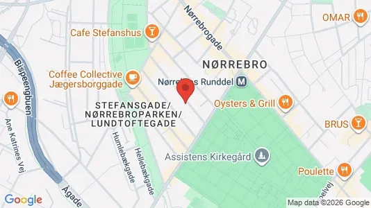 Andelsboliger til salg i Nørrebro - kort over placeringen