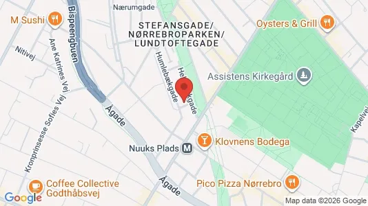Andelsboliger til salg i Nørrebro - kort over placeringen