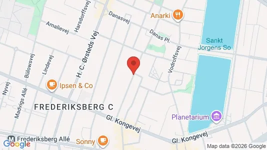 Andelsboliger til salg i Frederiksberg C - kort over placeringen