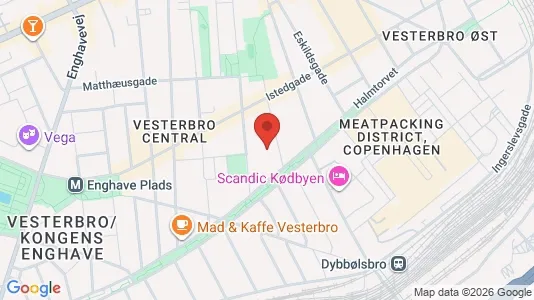 Andelsboliger til salg i Vesterbro - kort over placeringen