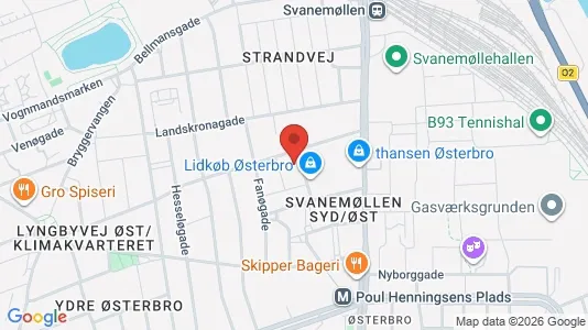 Andelsboliger til salg i Østerbro - kort over placeringen