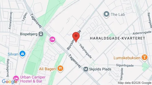 Andelsboliger til salg i Nørrebro - kort over placeringen