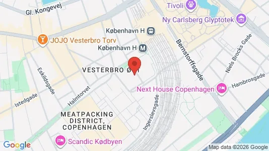 Andelsboliger til salg i Vesterbro - kort over placeringen