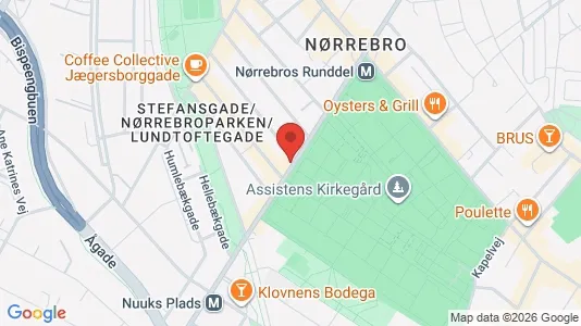 Andelsboliger til salg i Nørrebro - kort over placeringen