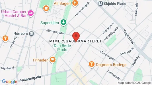 Andelsboliger til salg i Nørrebro - kort over placeringen