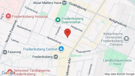 Andelsboliger til salg i Frederiksberg - kort over placeringen