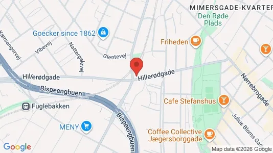 Andelsboliger til salg i Nørrebro - kort over placeringen
