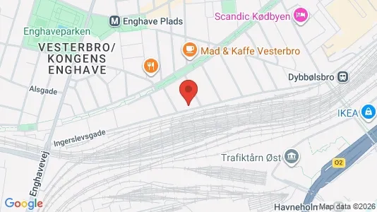 Andelsboliger til salg i Vesterbro - kort over placeringen