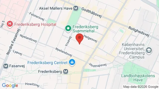 Andelsboliger til salg i Frederiksberg - kort over placeringen
