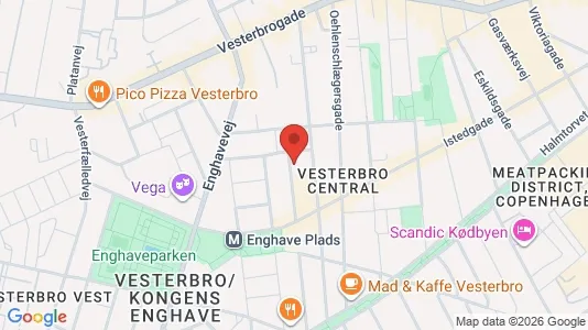 Andelsboliger til salg i Vesterbro - kort over placeringen