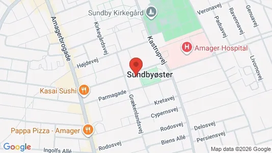 Andelsboliger til salg i København S - kort over placeringen