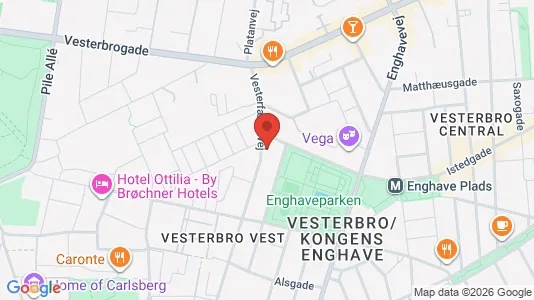 Andelsboliger til salg i Vesterbro - kort over placeringen