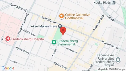 Andelsboliger til salg i Frederiksberg - kort over placeringen