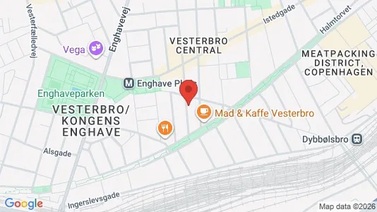 Andelsboliger til salg i Vesterbro - kort over placeringen
