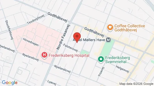 Andelsboliger til salg i Frederiksberg - kort over placeringen
