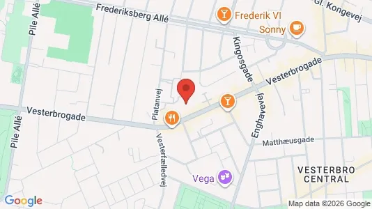 Andelsboliger til salg i Vesterbro - kort over placeringen