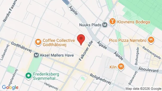 Andelsboliger til salg i Frederiksberg - kort over placeringen
