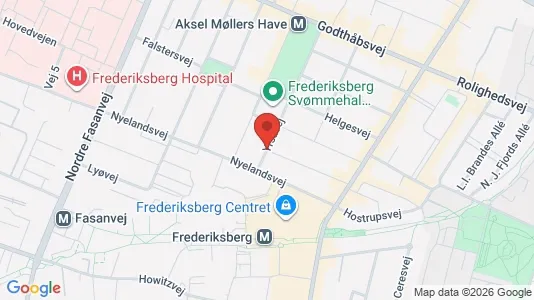 Andelsboliger til salg i Frederiksberg - kort over placeringen