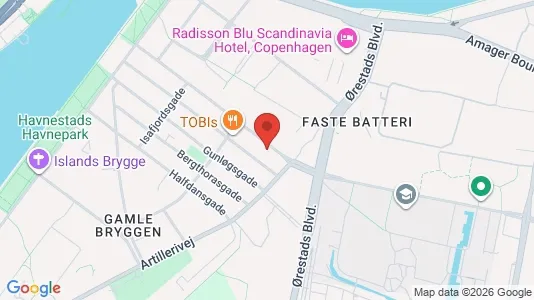 Andelsboliger til salg i København S - kort over placeringen
