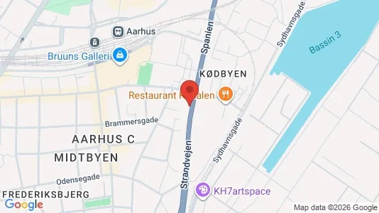 Andelsboliger til salg i Århus C - kort over placeringen