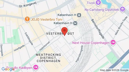 Andelsboliger til salg i Vesterbro - kort over placeringen