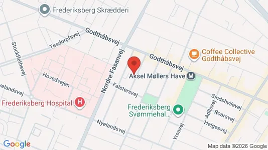 Andelsboliger til salg i Frederiksberg - kort over placeringen