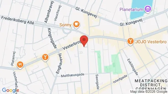 Andelsboliger til salg i Vesterbro - kort over placeringen