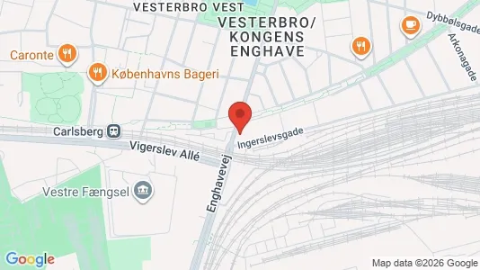 Andelsboliger til salg i Vesterbro - kort over placeringen