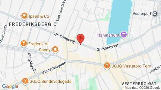 Andelsboliger til salg i Vesterbro - kort over placeringen