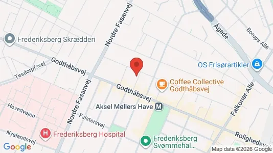 Andelsboliger til salg i Frederiksberg - kort over placeringen