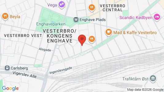 Andelsboliger til salg i Vesterbro - kort over placeringen