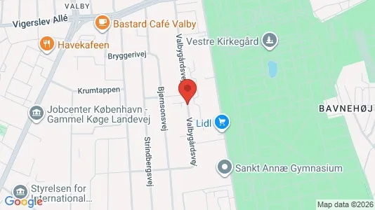 Andelsboliger til salg i Valby - kort over placeringen