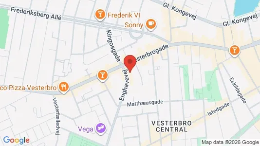 Andelsboliger til salg i Vesterbro - kort over placeringen