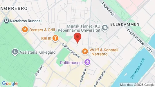 Andelsboliger til salg i Nørrebro - kort over placeringen