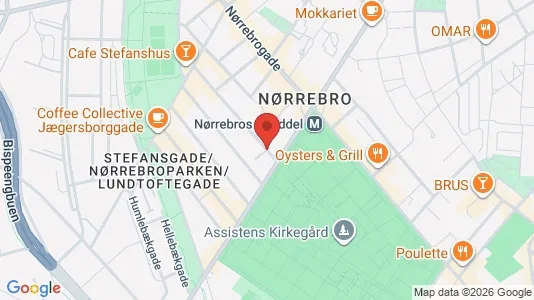 Andelsboliger til salg i Nørrebro - kort over placeringen