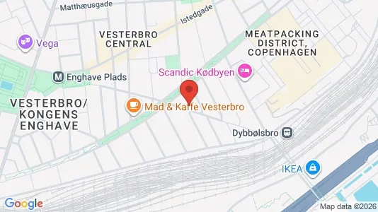 Andelsboliger til salg i Vesterbro - kort over placeringen