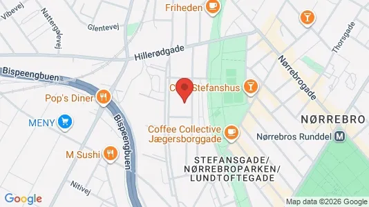Andelsboliger til salg i Nørrebro - kort over placeringen