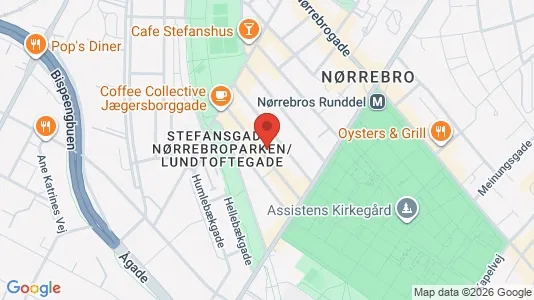 Andelsboliger til salg i Nørrebro - kort over placeringen