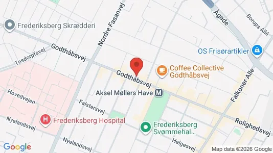 Andelsboliger til salg i Frederiksberg - kort over placeringen
